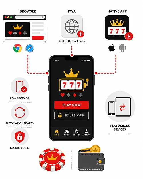 Mobile casino browser PWA access