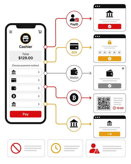 Mobile casino payment redirect workflow