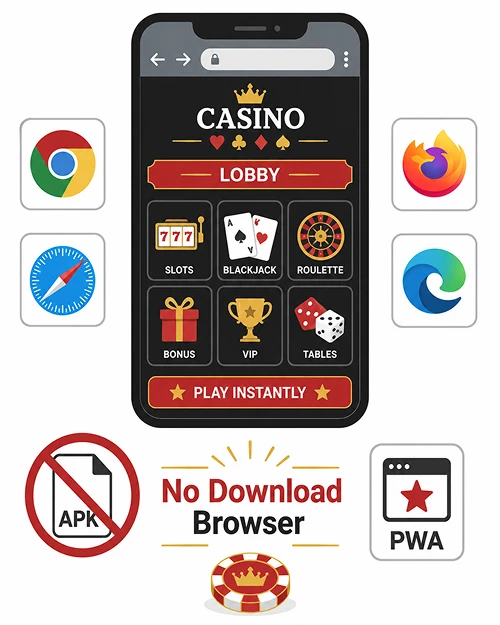 No download casino instant play screen